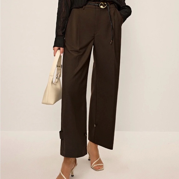 Elegant Brown Women's Ankle Pants - Picture 3 of 13